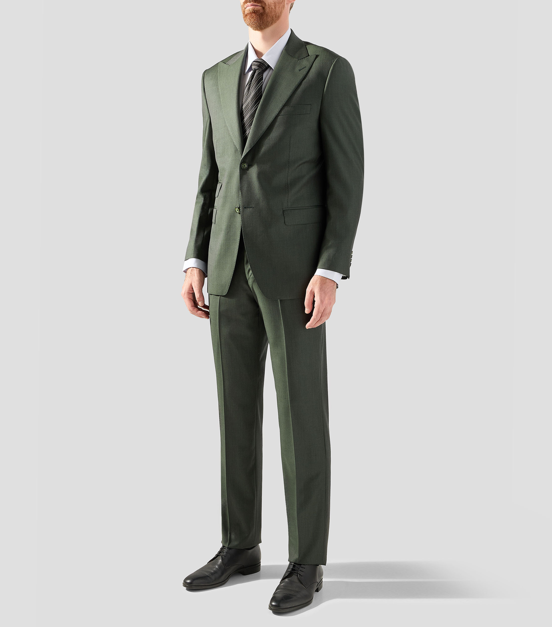 Traje tres piezas de lana corte slim liso Hombre